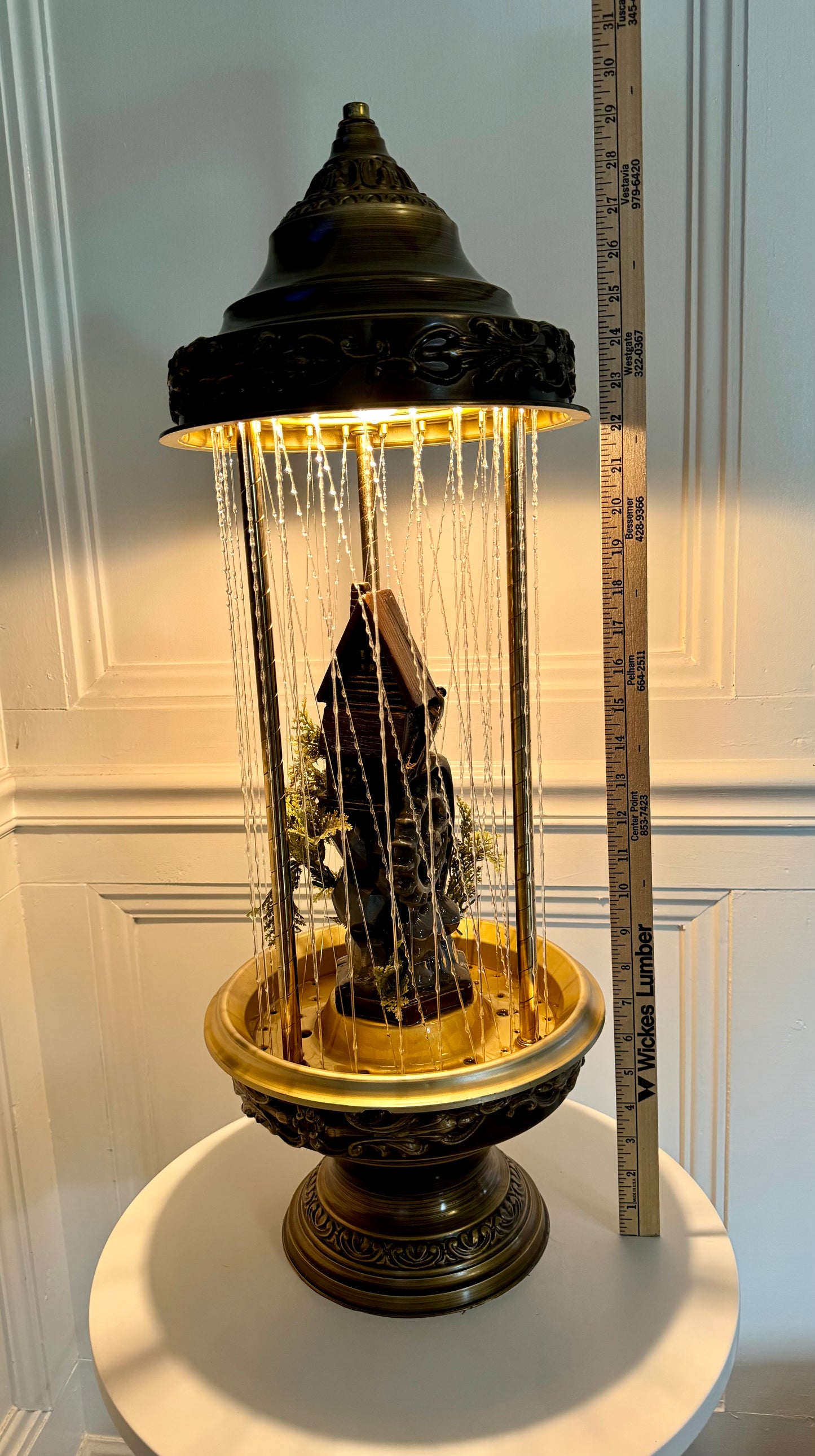 30" Grist Mill Water Wheel Table Top Oil Rain Lamp - RESTORED - Creators - VIDEO