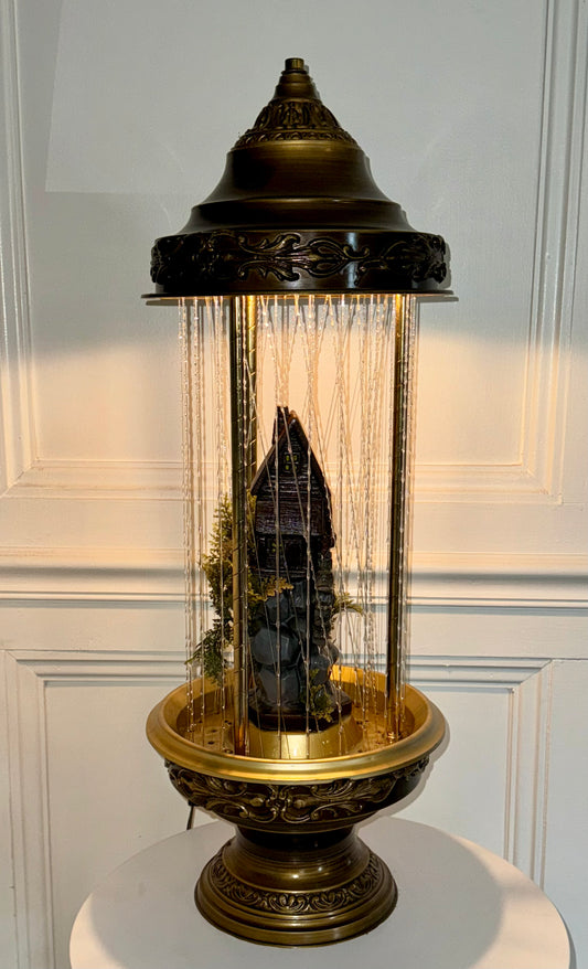 30" Grist Mill Water Wheel Table Top Oil Rain Lamp - RESTORED - Creators - VIDEO